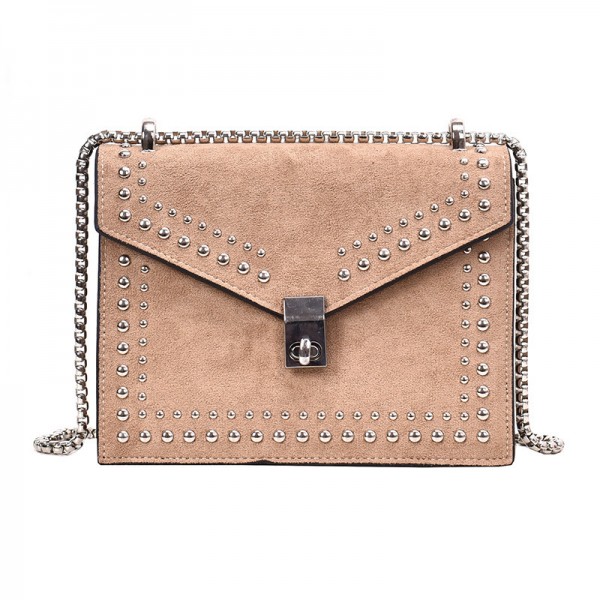 2020 new style small square bag Korean customized single shoulder bag women's bag rivet solid color small square bag Pu leisure messenger bag