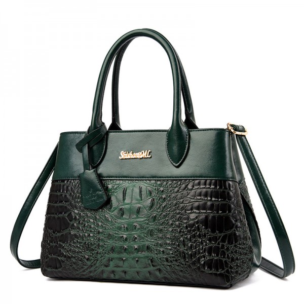Crocodile pattern women's bag 2021 new hand bag women's European and American fashion One Shoulder Messenger Bag high capacity women's bag