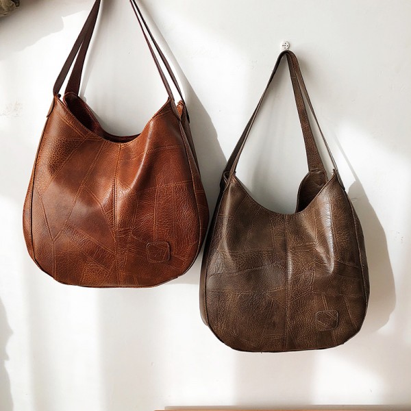Retro soft leather Korean Tote Bag literary simple single shoulder handbag multi compartment leisure Women's messenger bag wholesale 