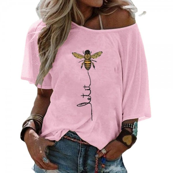 European and American foreign trade eBay Amazon new fat mm women's summer printed T-shirt with large round neck loose top 