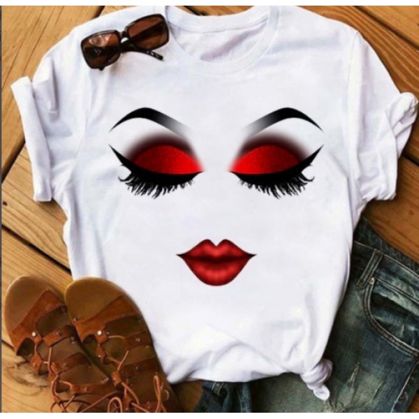 2020 European and American T-shirt printed Pullover round neck loose women's short sleeve one hair substitute 