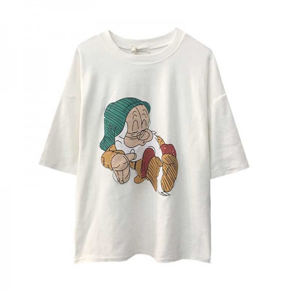 Wholesale 2021 new cartoon printed top T-shirt women's short sleeve slim fit net red ins women's wear one piece of distribution 