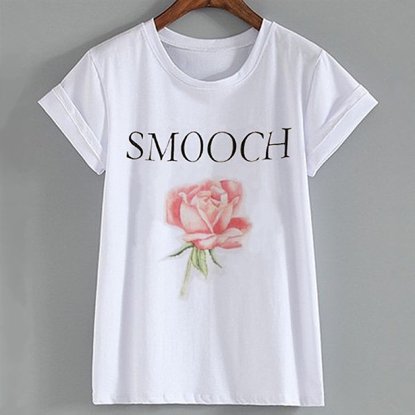 2022 express eBay Amazon European and American street women's Rose alphabet printed T-shirt women 