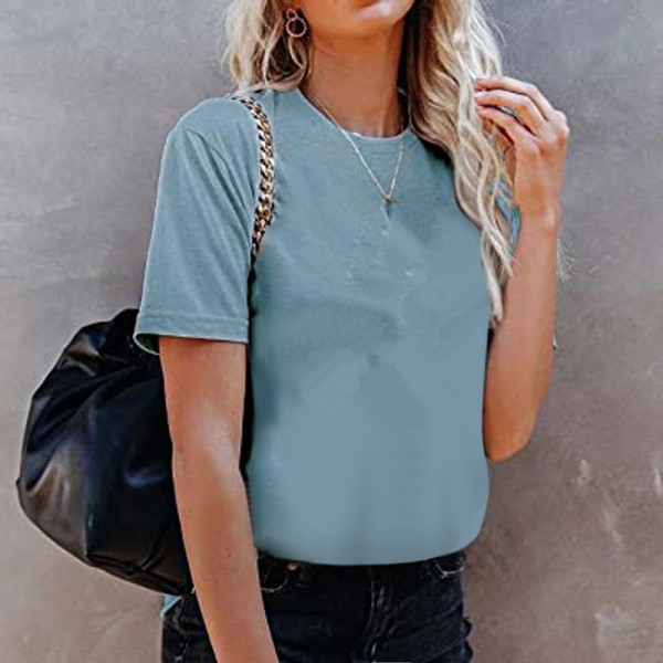Solid color Short Sleeve T-Shirt Top Women 2022 ne...