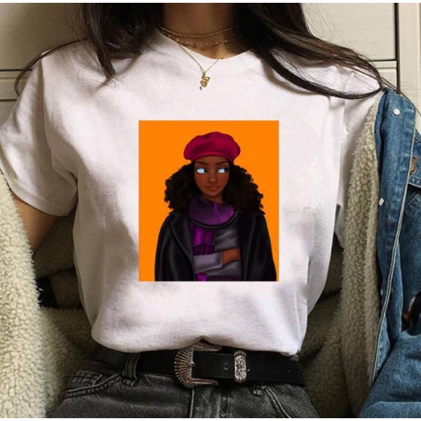 2021 cross border fashion express Amazon popular European and American short sleeved women's T-shirt 