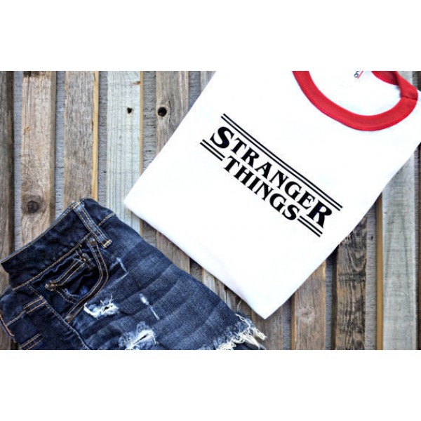 Wish express strangerings spring and summer alphabet large couple short sleeve T-shirt backing wholesale 