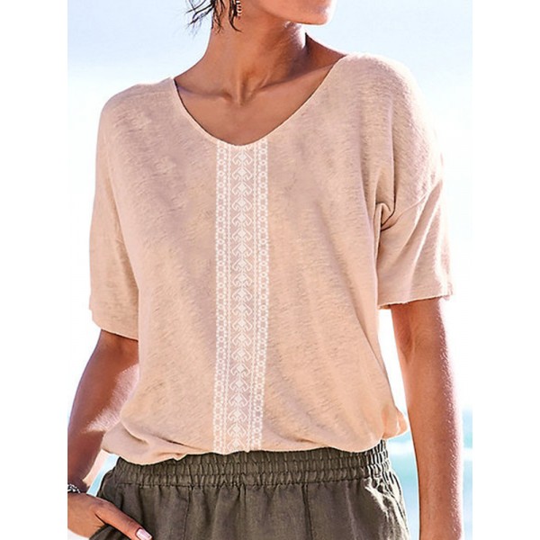 2022wish Amazon European and American autumn and winter new top fashion round neck medium sleeve retro positioning flower women's T-shirt 