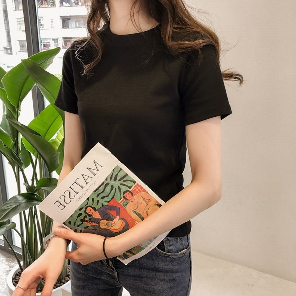 Letter embroidered top 2022 summer new slim bottomed women's wear Korean Short Sleeve fashion T-shirt loose wholesale 