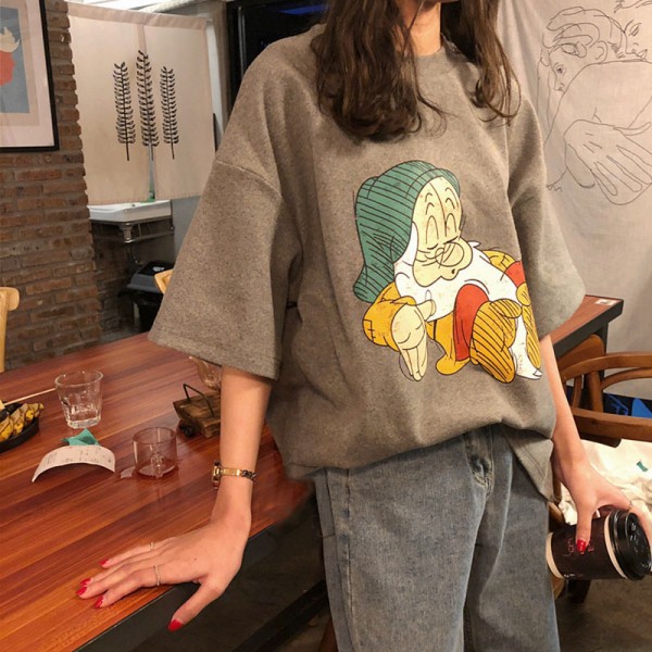 Wholesale 2021 new cartoon printed top T-shirt women's short sleeve slim fit net red ins women's wear one piece of distribution 