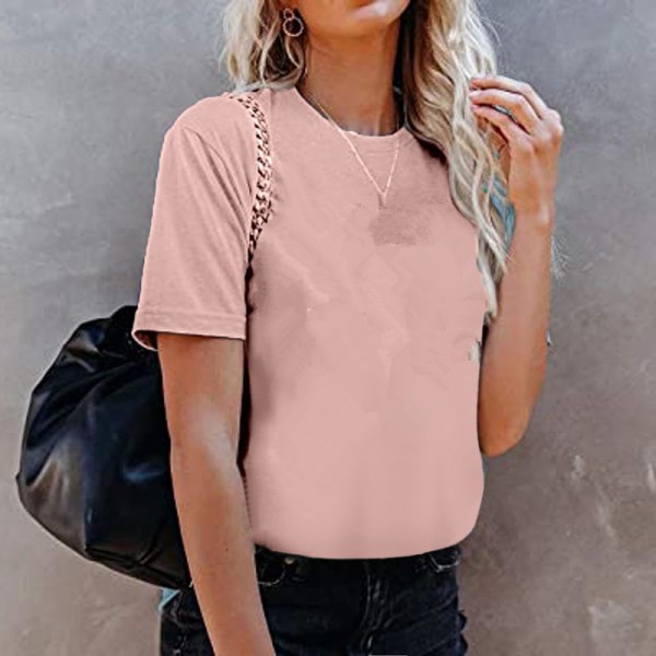 Solid color Short Sleeve T-Shirt Top Women 2022 new European and American women's wear round neck short sleeve LARGE T-SHIRT women's foreign trade wholesale 