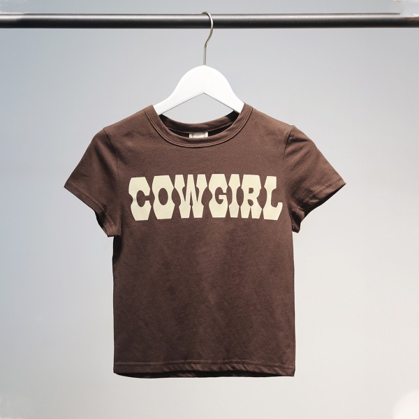Europe and America 2021 summer popular women's wear BM style top Cowgirl slim short slim print T-shirt women 