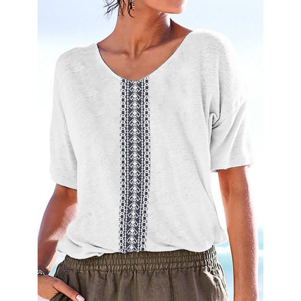 2022wish Amazon European and American autumn and winter new top fashion round neck medium sleeve retro positioning flower women's T-shirt 