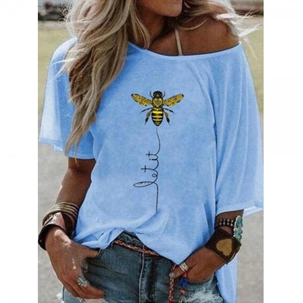 European and American foreign trade eBay Amazon new fat mm women's summer printed T-shirt with large round neck loose top 