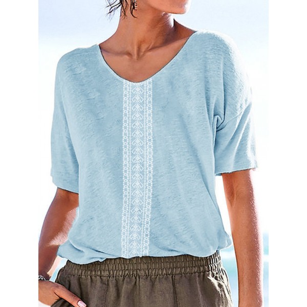 2022wish Amazon European and American autumn and winter new top fashion round neck medium sleeve retro positioning flower women's T-shirt 
