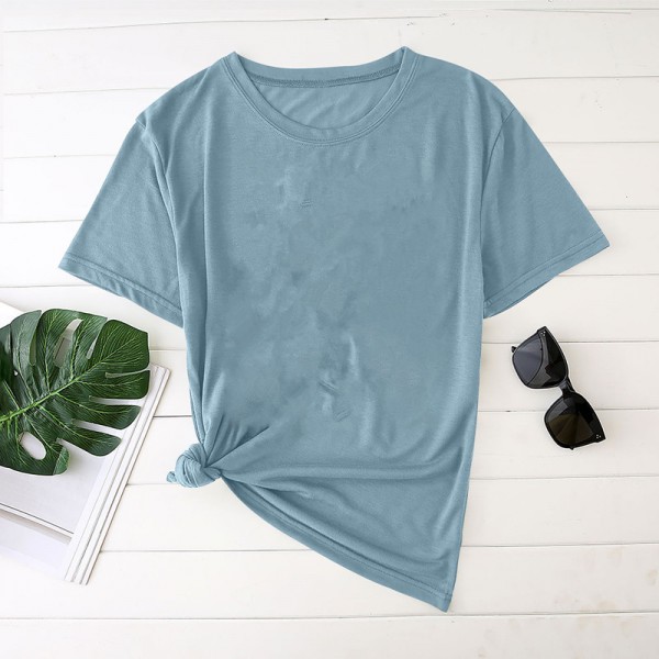 Solid color Short Sleeve T-Shirt Top Women 2022 new European and American women's wear round neck short sleeve LARGE T-SHIRT women's foreign trade wholesale 