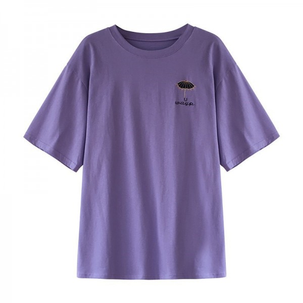 Medium and long T-shirt women's wholesale 2022 Korean loose embroidered blouse student large women's fashion one-piece shop 