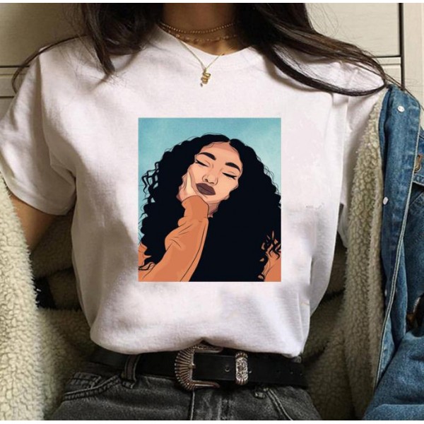 2021 cross border fashion express Amazon popular European and American short sleeved women's T-shirt 