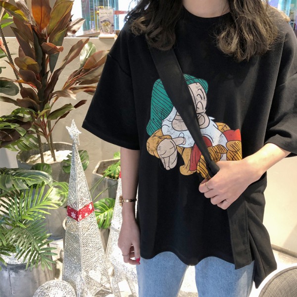 Wholesale 2021 new cartoon printed top T-shirt women's short sleeve slim fit net red ins women's wear one piece of distribution 