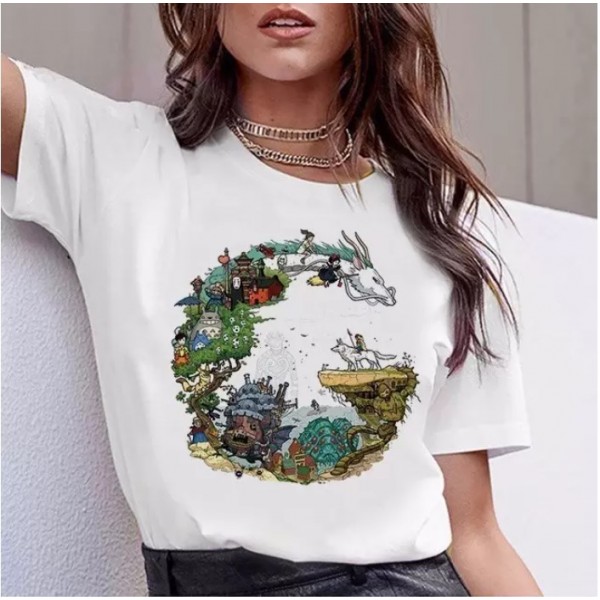 2020 European and American T-shirt printed Pullover round neck loose women's short sleeve one hair substitute 