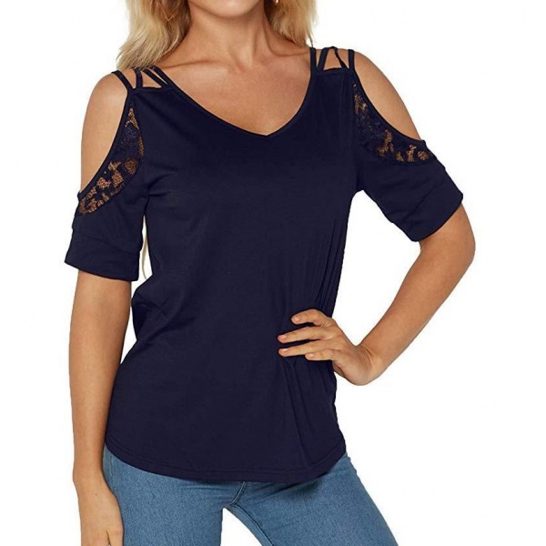 2020 summer new wish Amazon popular European and American women's neckwear hollow out short sleeve splicing T-Shirt Top 