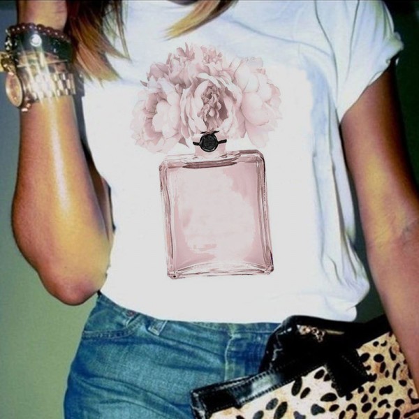Amazon WISH hot lady 3D perfume printing short sle...