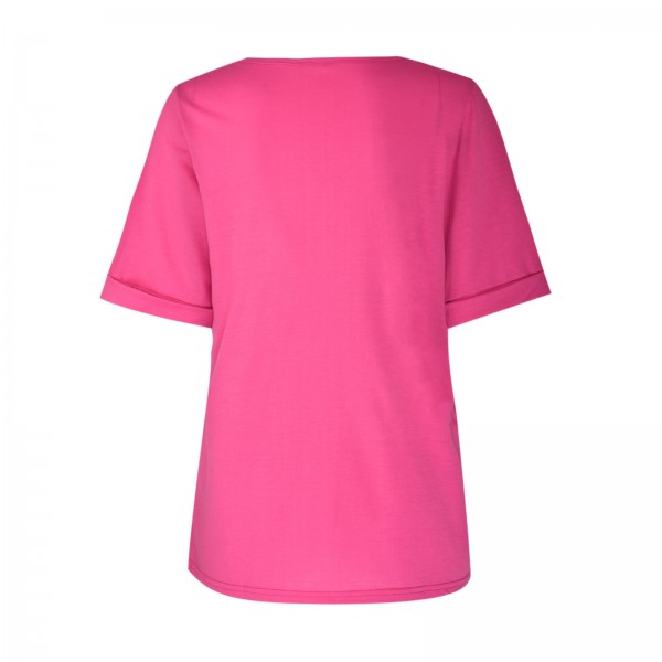 European and American solid color T-shirt blouse women's cross-border foreign trade wish express women's round neck T-shirt blouse women's factory wholesale 