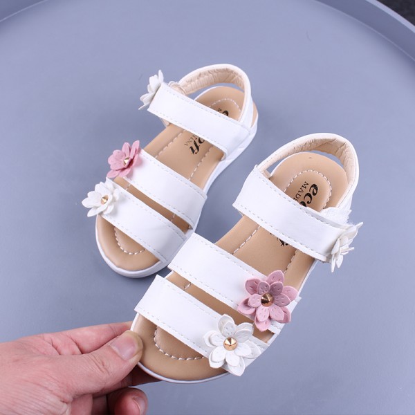 Children's summer sandals girls lovely flowers Roman shoes breathable hollow children sandals shoes 