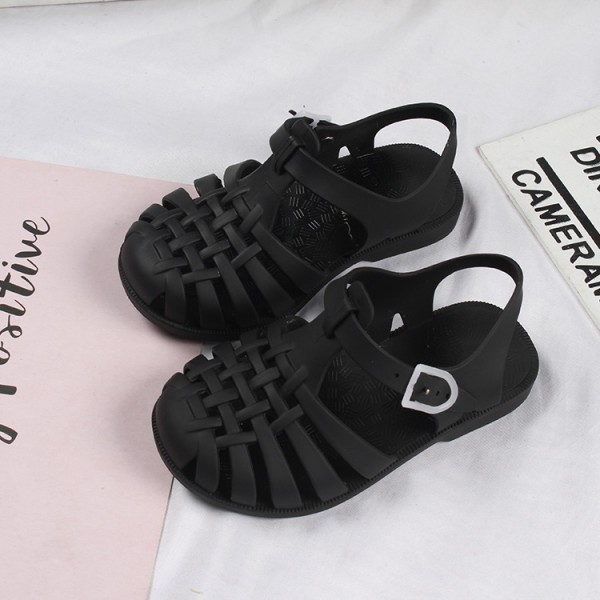 Heli shark new fashion solid color buckle hollowed out cool children's shoes flat bottom leisure daily wear male and female baby sandals 