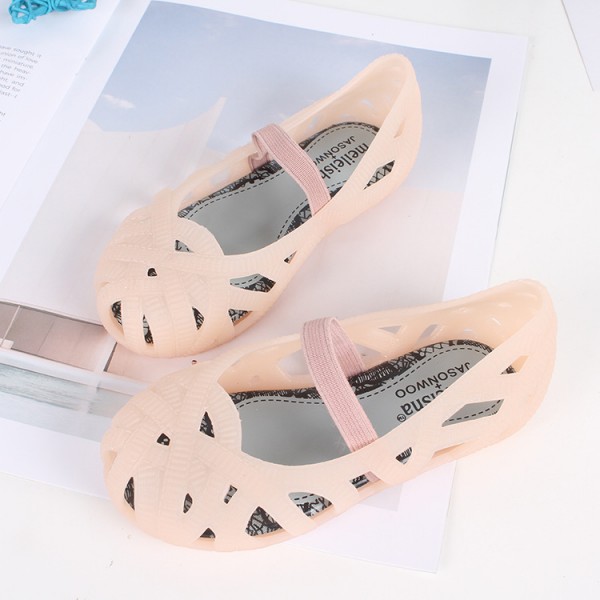 Lovely girls' sandals jelly shoes Baotou hollow ou...