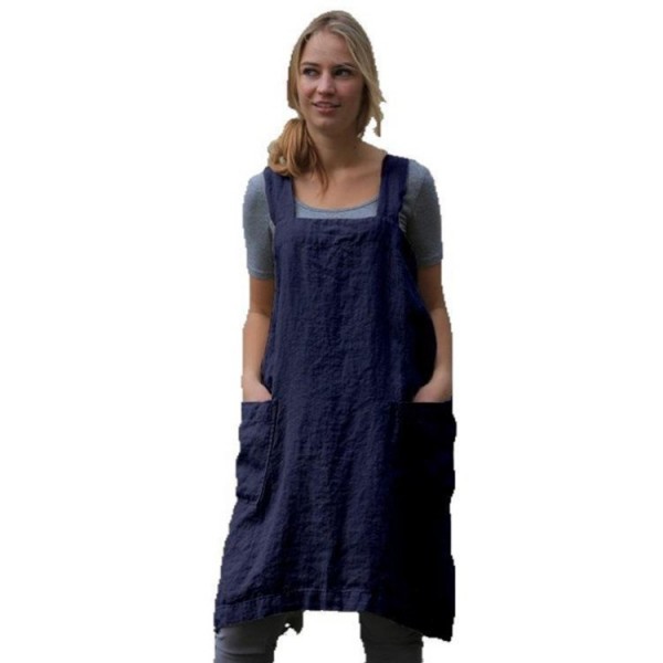 Amazon 2022 cross border European and American new eBay women's cotton linen apron long circumference home clothes loose dress 