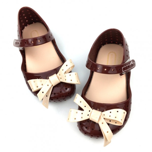 Summer new minimelissa baby children's jelly cool contrast color hollow out bow tie shoes foreign trade wholesale trend 