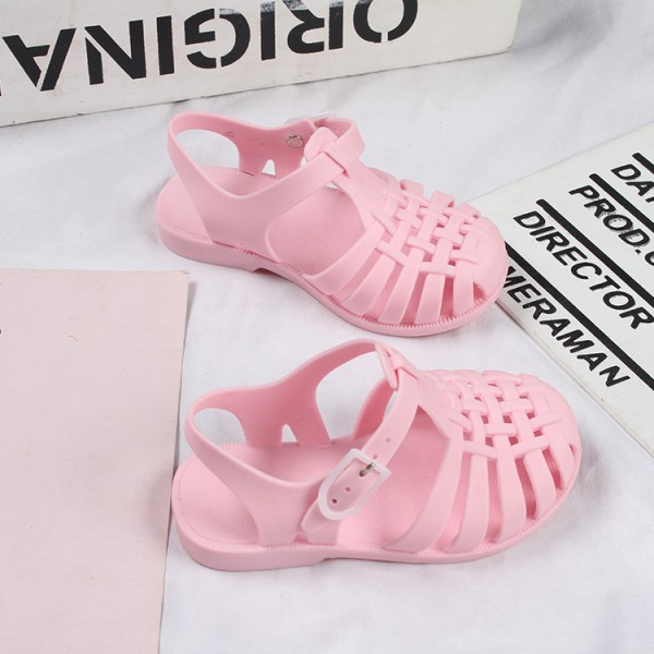 Heli shark new fashion solid color buckle hollowed out cool children's shoes flat bottom leisure daily wear male and female baby sandals 
