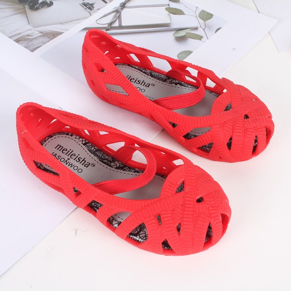 Lovely girls' sandals jelly shoes Baotou hollow out beach shoes middle school children's Non Slip breathable Princess fashion casual shoes 
