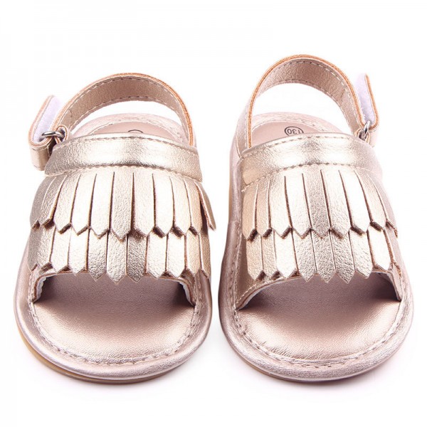 Baby shoes wholesale summer new frosted tassel sandals baby toddlers rubber soled sandals lj0532 