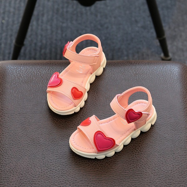 2022 spring and summer new children's sandals Korean fashion sandals open toe shoes magic stickers love girls' casual sandals 