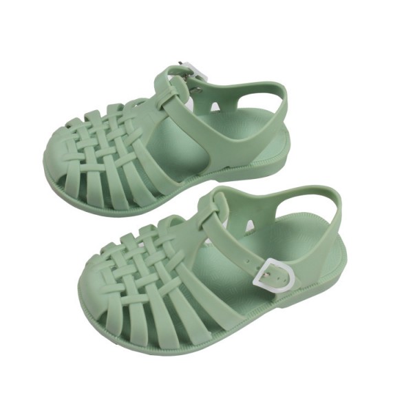 Heli shark new fashion solid color buckle hollowed out cool children's shoes flat bottom leisure daily wear male and female baby sandals 