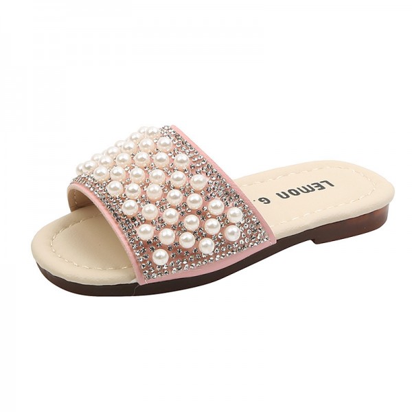 Girls' sandals summer Rhinestone fashion children's slippers 1-2-3-year-old Baby Beach Shoes soft bottom new one-way bracket 
