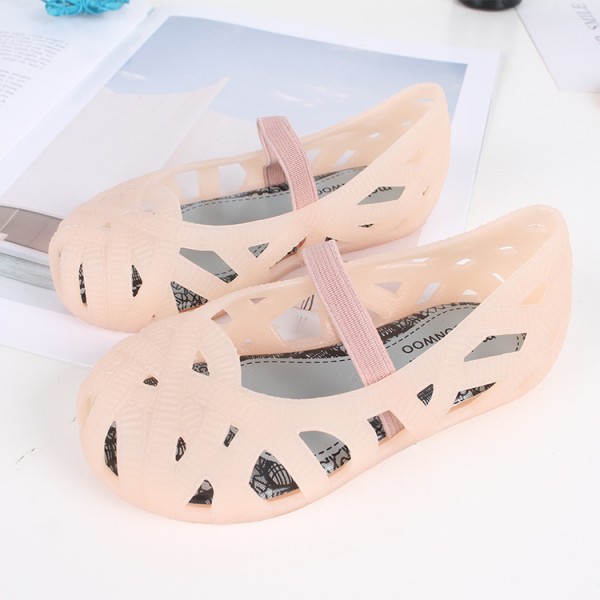 Lovely girls' sandals jelly shoes Baotou hollow out beach shoes middle school children's Non Slip breathable Princess fashion casual shoes 