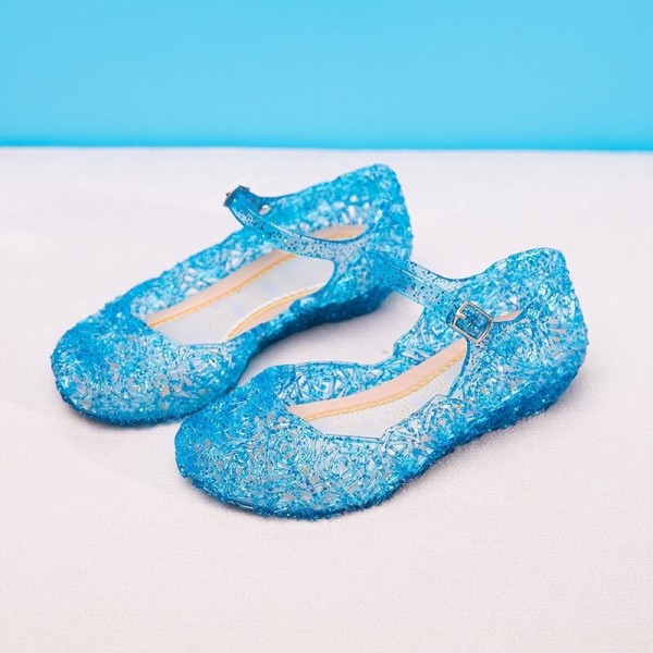 Autumn and summer Princess Aisha snow and ice crystal children's sandals slippers waterproof Cinderella solid color jelly crystal shoes 