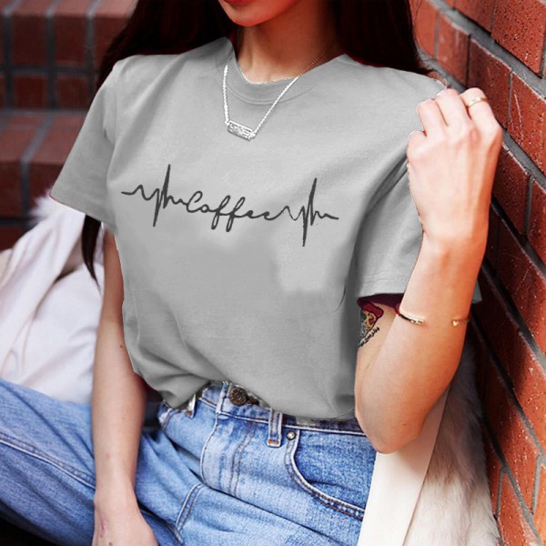 Step into women's wear 2020 express wish foreign trade popular ECG printing round neck Casual Short Sleeve T-Shirt women 