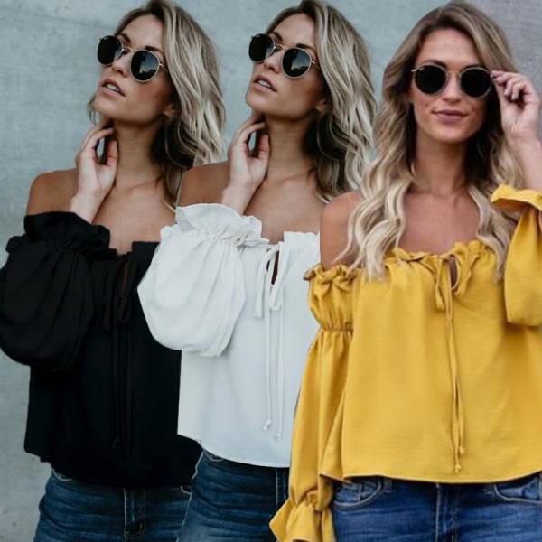 2022 eBay Amazon bow Chiffon Top T-shirt women's s...