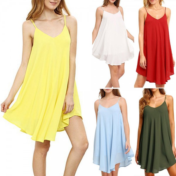 Amazon spring dress European and American solid co...
