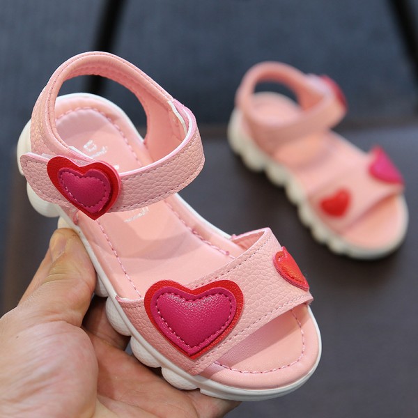 2022 spring and summer new children's sandals Korean fashion sandals open toe shoes magic stickers love girls' casual sandals 