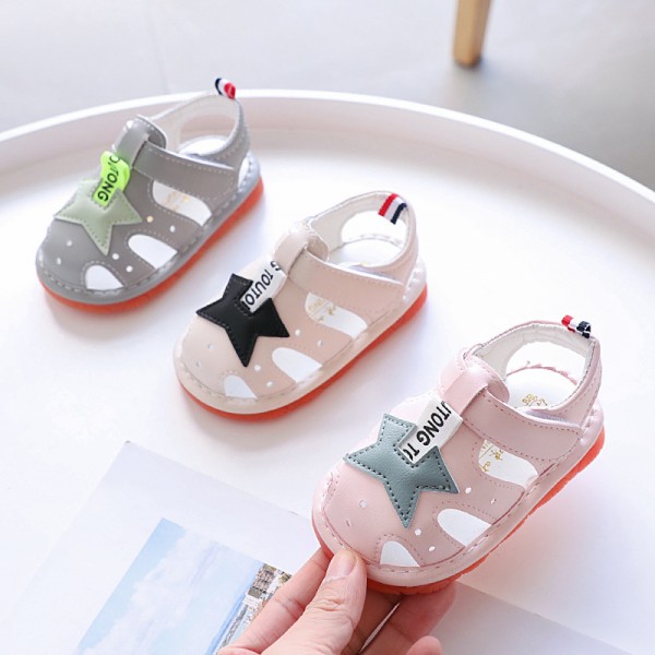 2022 summer new boys' open toe whistled baby sandals 0-1-2 years old leather baby shoes 2133 