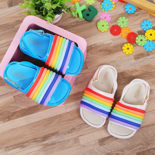 Minielisa Melissa's same jelly children's shoes men's and women's treasure children's Rainbow sandals 