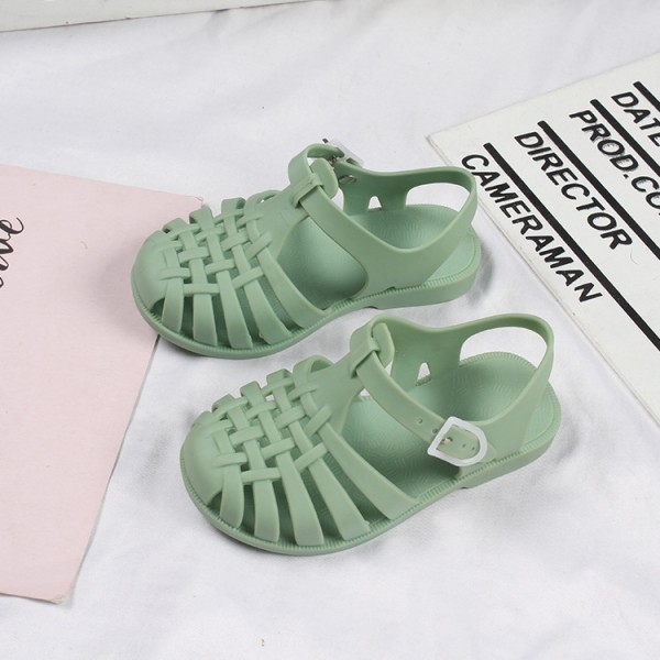Heli shark new fashion solid color buckle hollowed out cool children's shoes flat bottom leisure daily wear male and female baby sandals 