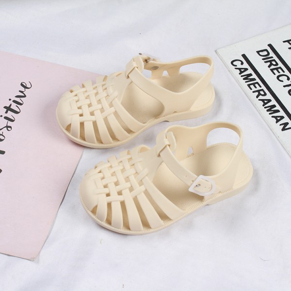 Heli shark new fashion solid color buckle hollowed out cool children's shoes flat bottom leisure daily wear male and female baby sandals 