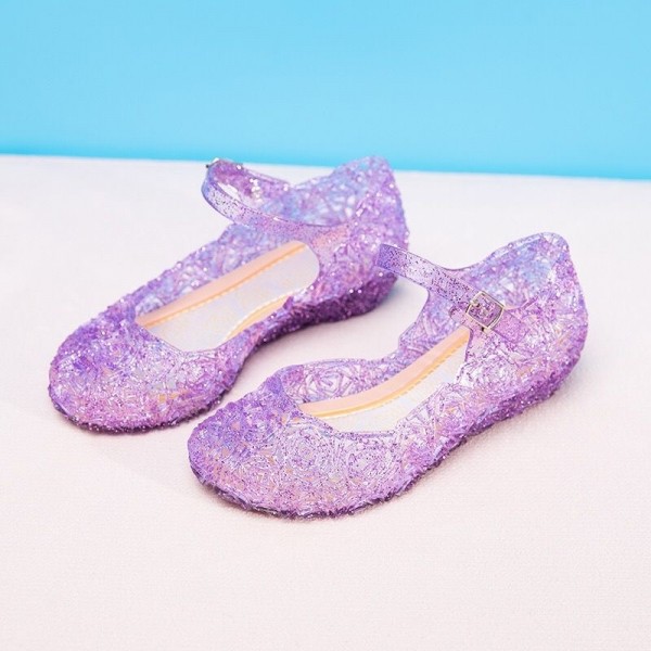 Autumn and summer Princess Aisha snow and ice crystal children's sandals slippers waterproof Cinderella solid color jelly crystal shoes 