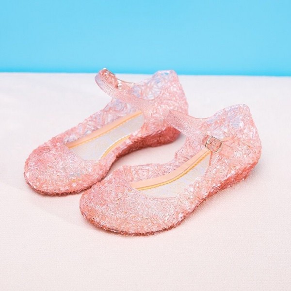 Autumn and summer Princess Aisha snow and ice crystal children's sandals slippers waterproof Cinderella solid color jelly crystal shoes 