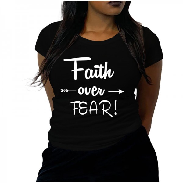 N9000178 Amazon express popular round neck Pullover printed T-shirt cross border European and American short sleeved women's wear 